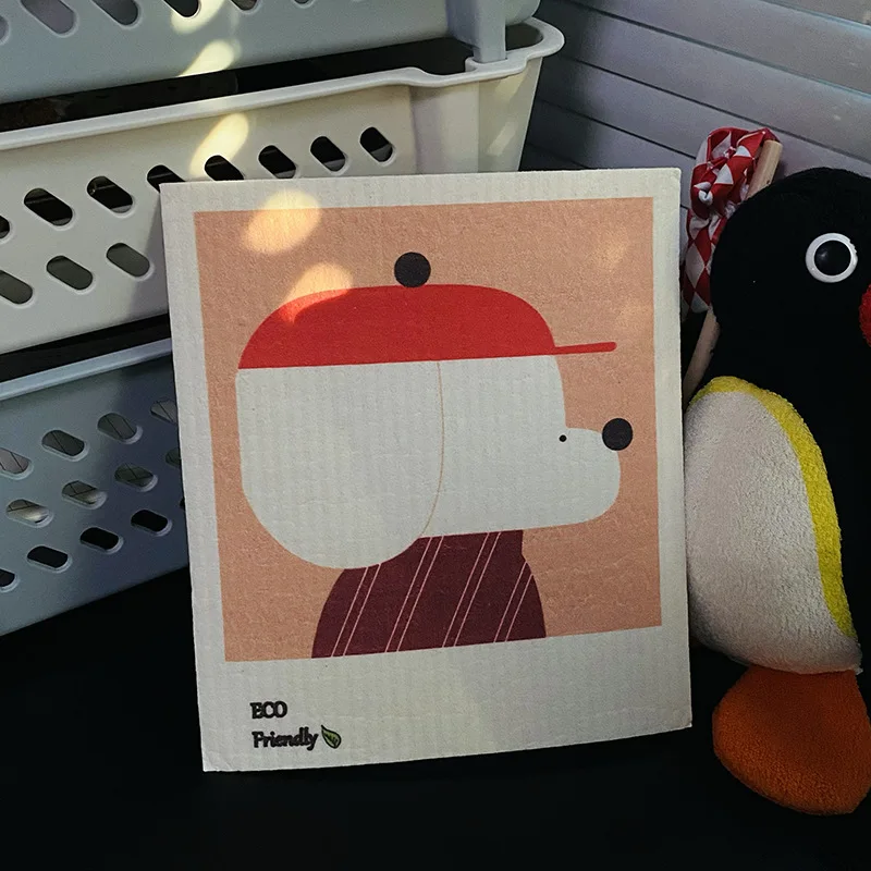 eco compostable natural cleaning cloth biodegradable custom printed swedish dish cloth cellulose sponge cotton dish cloths