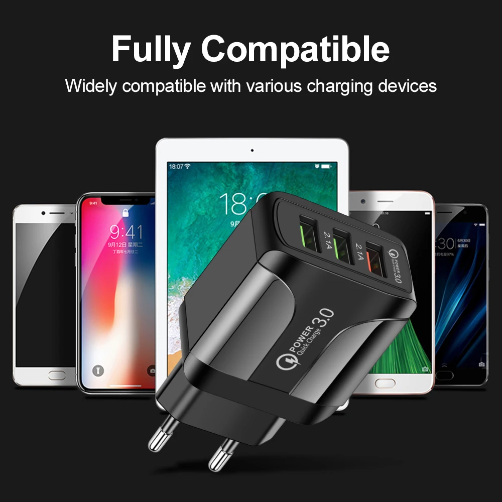 Eonline USB зарядное устройство 3A кик зарядка 3 0 для мобильного телефона iPhone Samsung Xiaomi порта быстрой настенное UK/EU/US вилка