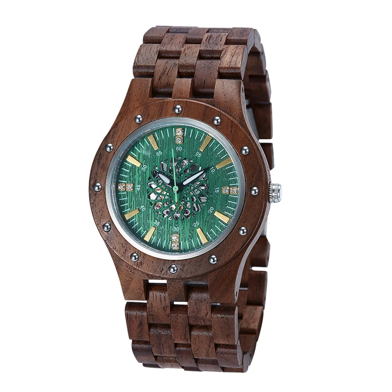 SOPEWOD Hot Sale Minimalist Chronograph Men Wrist Wooden Watches Mechanical Movement Watches