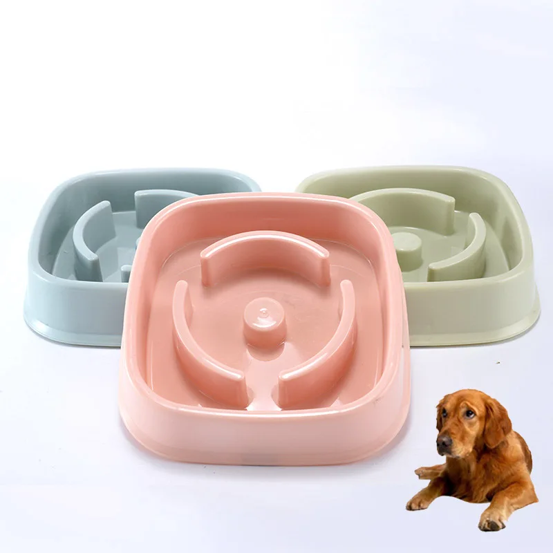 Fancy Slow Plastic Anti Choking Puppy Cat Bowl Pet Dog Fun Bowl Feeder Plate Non-slip Pet Dog Food Bowl