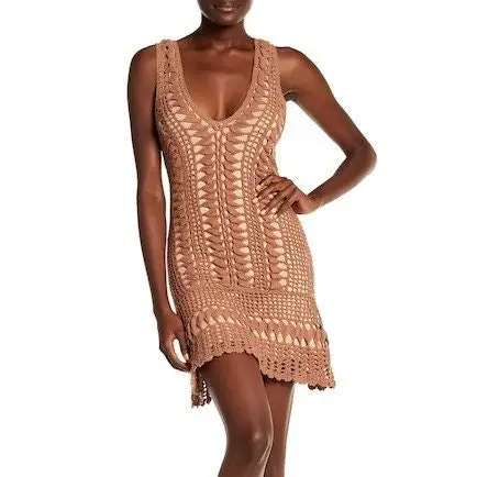 Hollow out Sexy Premium Crochet Dress Resort Cover up Crochet Shift Party Midi Dress Holiday Outfit