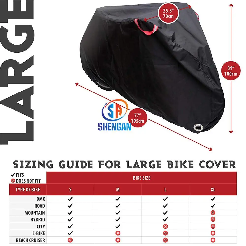 Bike Cover for Outdoor Bicycle Storage - Large, XL & XXL - Heavy Duty Ripstop Material, Waterproof & Anti-UV All-weather proof