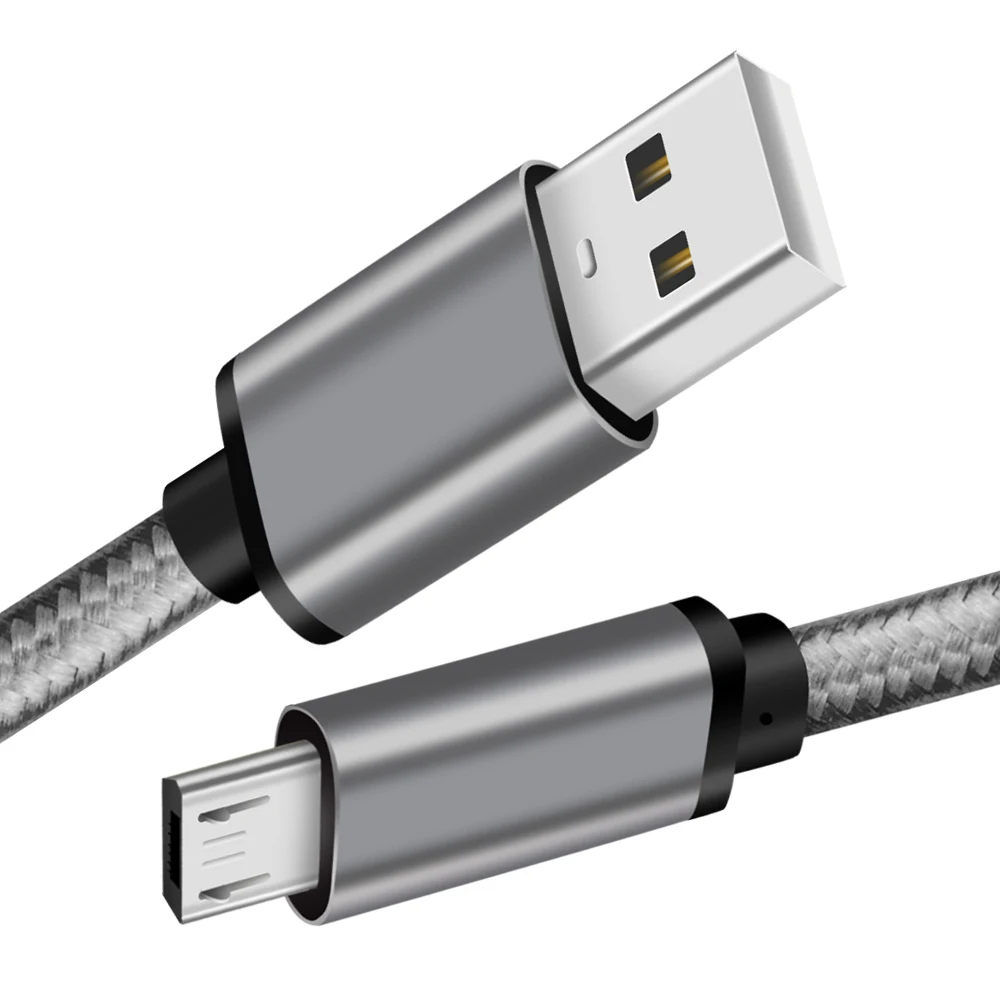 28AWG Nylon Braid Micro USB Cable Sync Data Cable For Mobile Phone USB Charging Cable