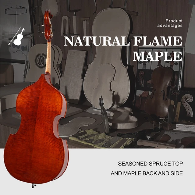 Wholesale handmade customized 3/4,4/4 High grade handmade flamed double bass