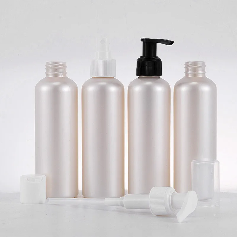 200ml Pink PET empty lotion pump spray cosmetic bottle with pump dispenser for shampoo packaging