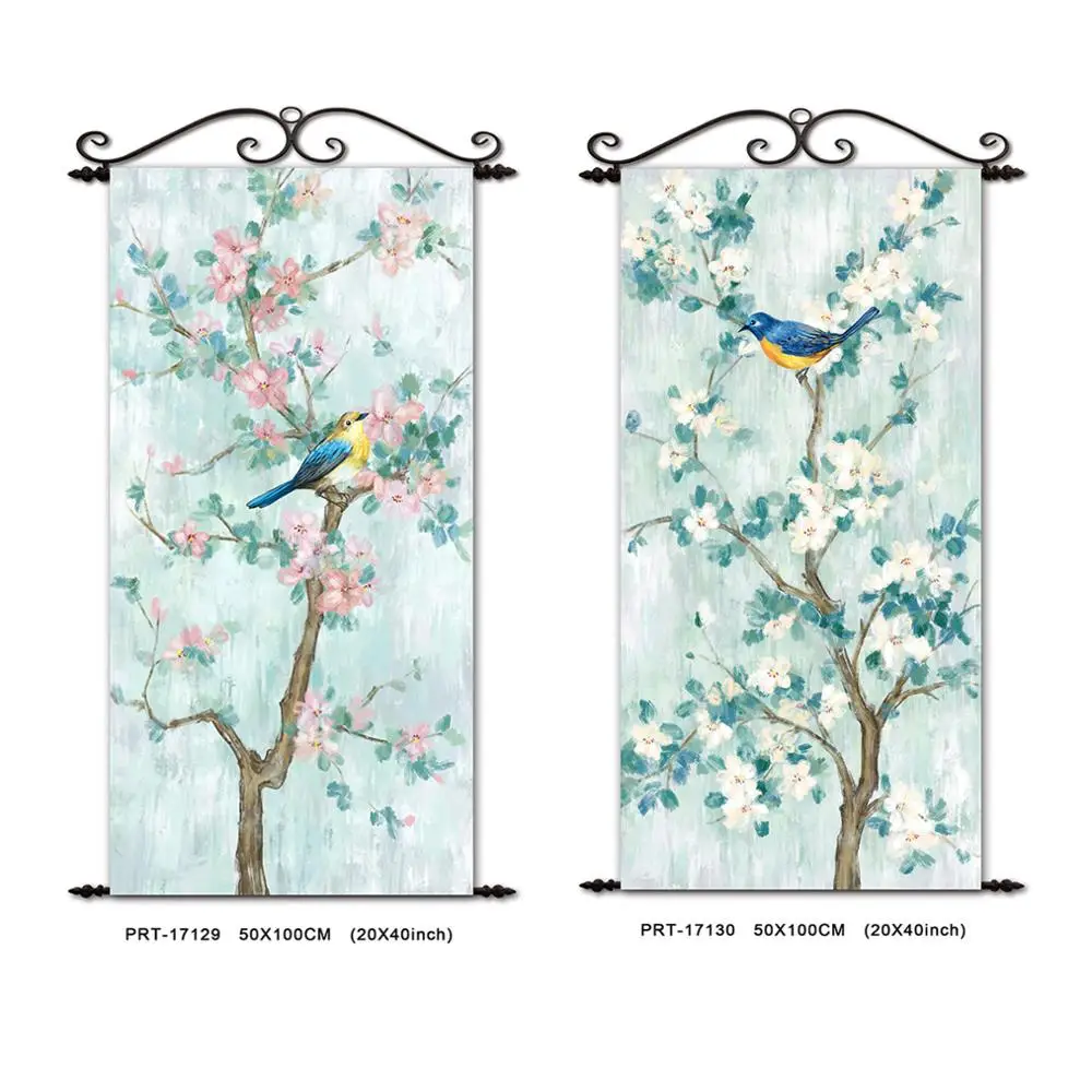 Настенная Картина на холсте с изображением цветов и птиц