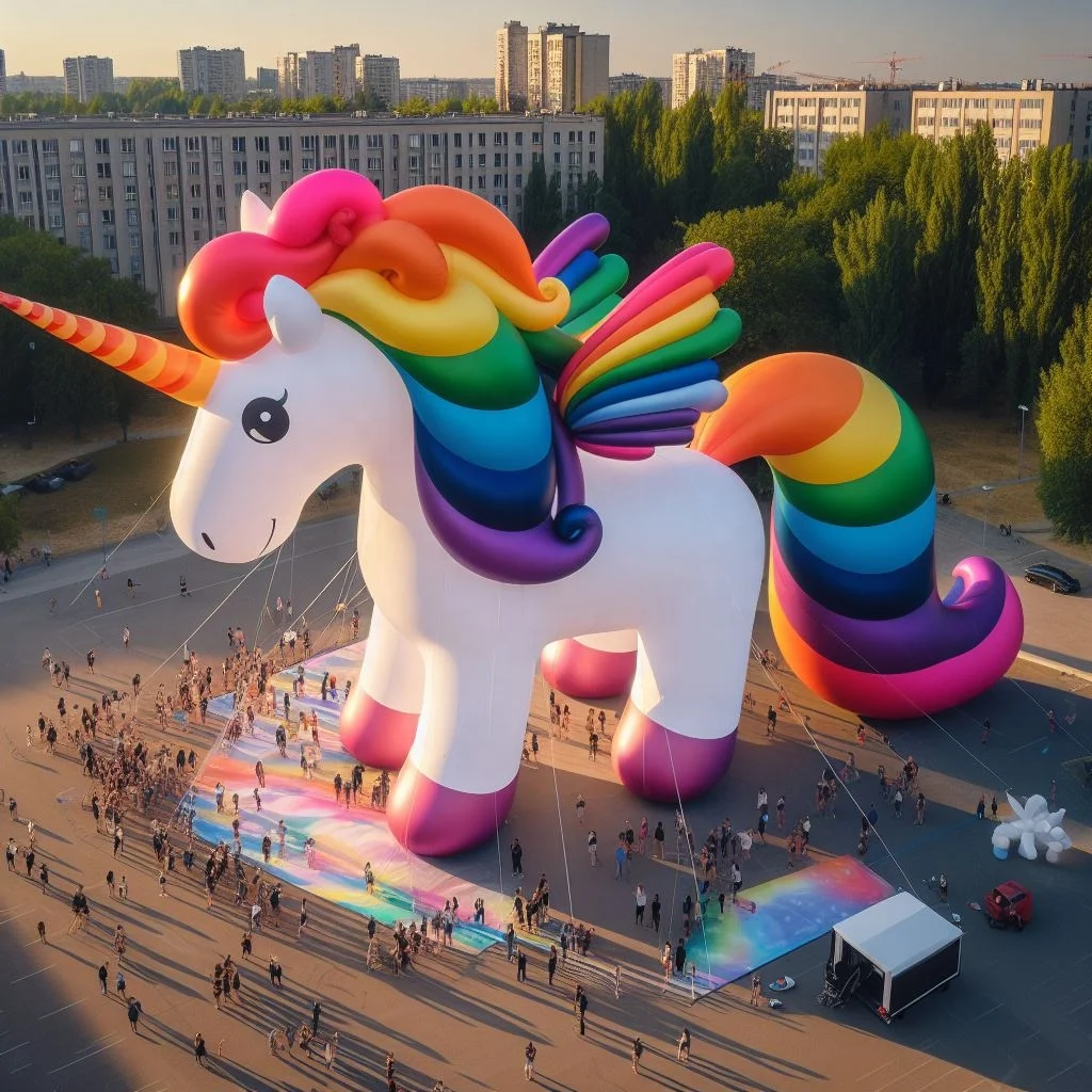 Гигантская модель единорога надувная скульптура