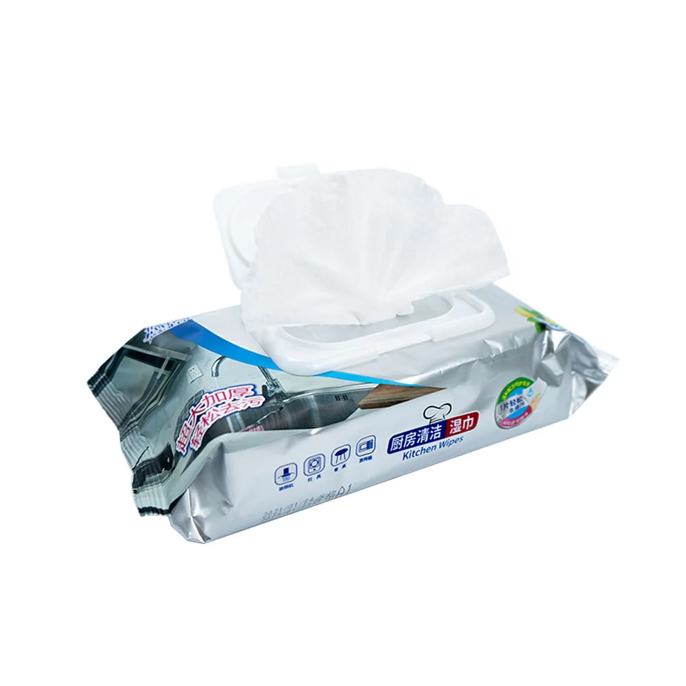 Wholesale Oem High Quality 100pcs Per Pack Disposable Kitchen Wipes Oil Remover Kitchen Cleaning Wet Wipes