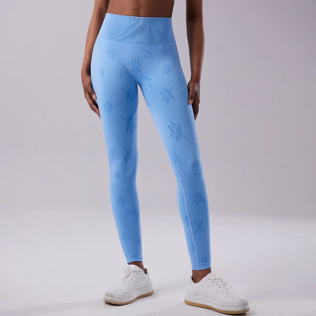 winter high waist printed gym leggings blue butt lifting yoga pant scrunch butt squat proof fitness yoga wear