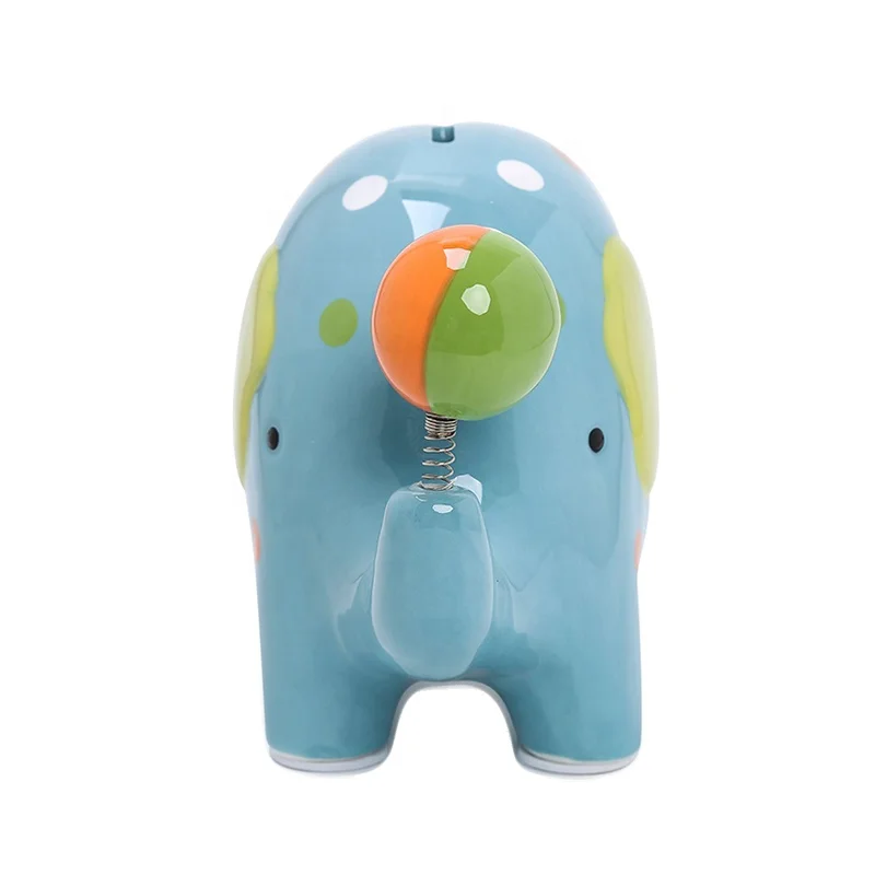 
Elephant Ceramic Blue Color Coin Bank Cute Porcelain Animal Piggy Bank For holiday Kids home decor gift 