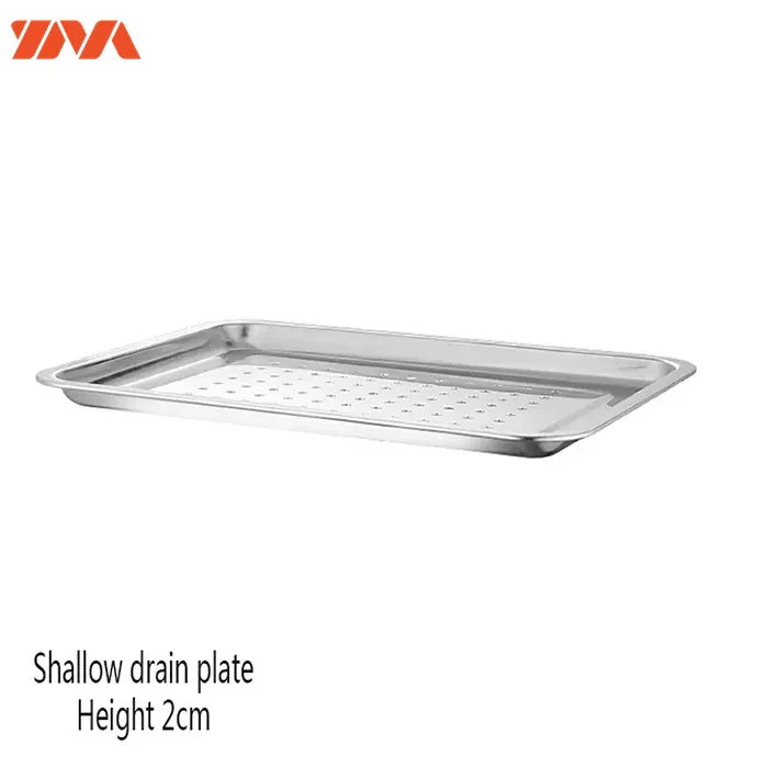 Factory Stainless Steel 304 Rectangular Shallow Plate Large Size Square Shape Plates Square Pizza Baking Pan Fish Serving Tray