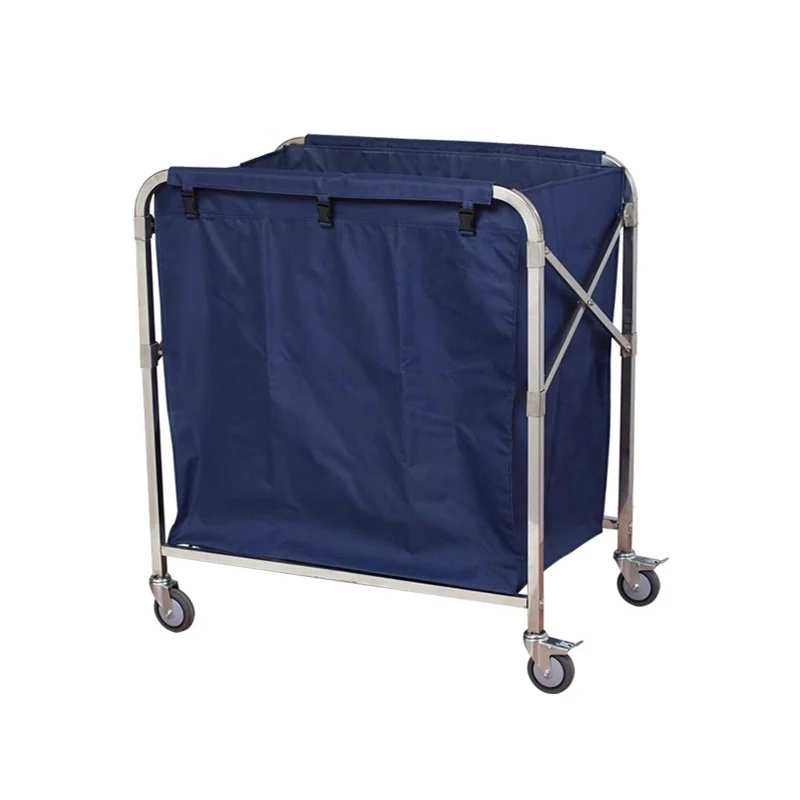 Wholesale Linen Trolley Hotel Laundry Trolley Folding Laundry Basket With Wheels Large Capacity Housekeeping Cart