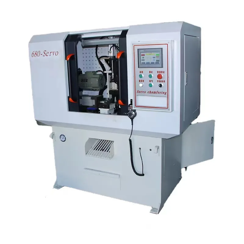 Double twins dual head  knife tools chamfering machine for round short workpiece solid pipe hollow pipe