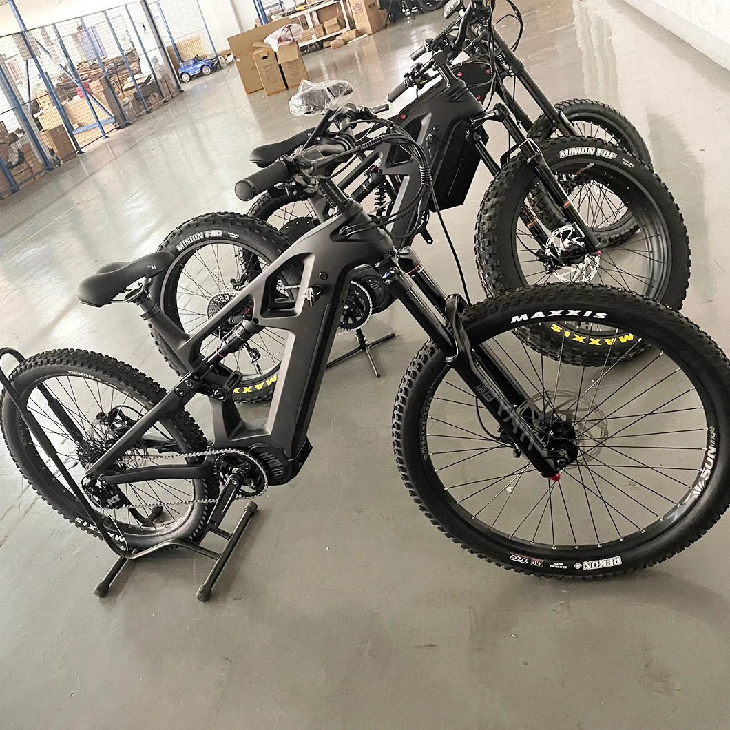 Factory Direct 1000W Bafang Motor Fat tyre Customised Off Road 11-speed Full Suspension Carbon Fiber Mountain Electric Bike