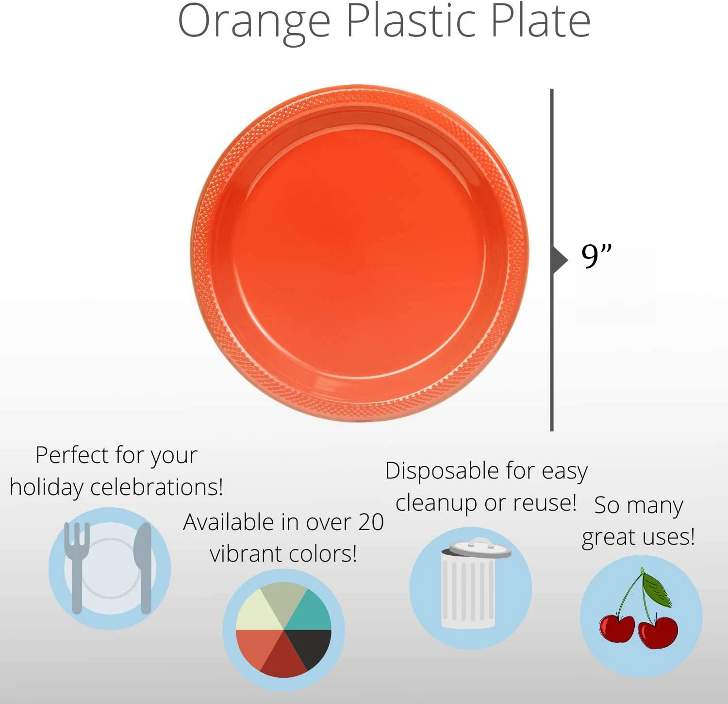 Reusable Plastic Plate For Parties Orange Recyclable Dessert Salad Blister Plates Dinner Party Plates For All Occasions