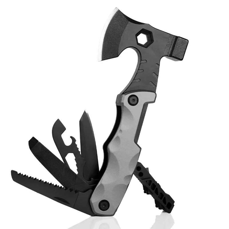 New cross-border multi-functional vehicle fire axe outdoor camping mountaineering hammer with axe portable combination tools