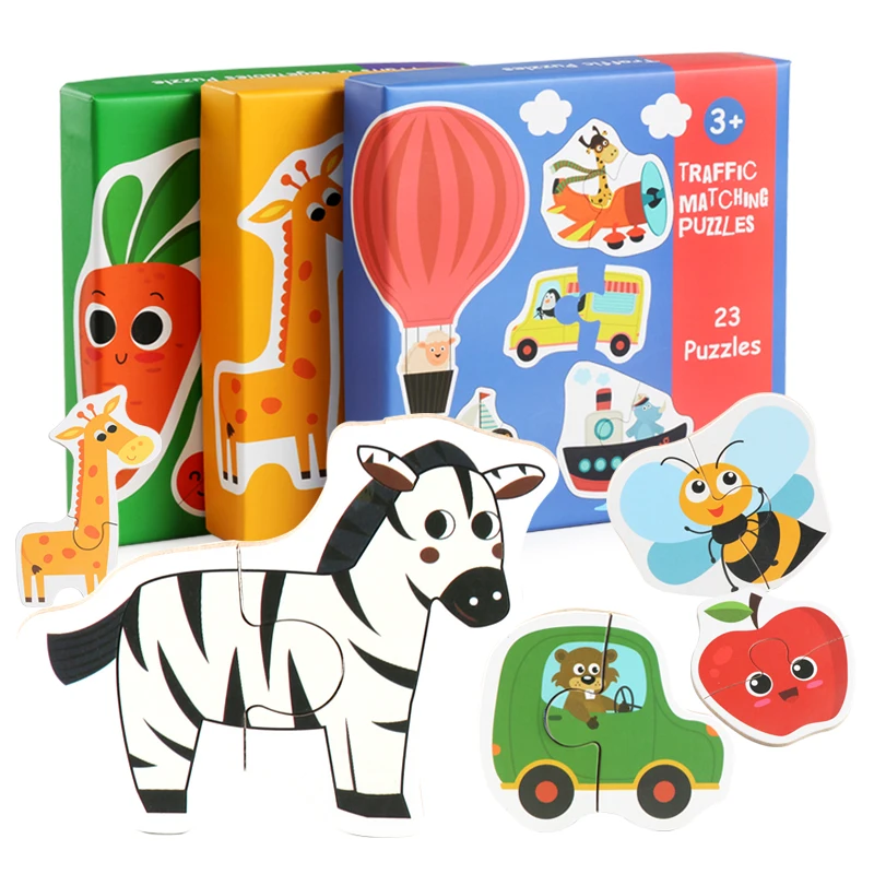 Wholesale Wooden Jigsaw Puzzles Set For Kids Animals Colorful Wooden Puzzles for Toddler Children Learning