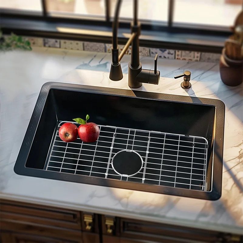 Detachable Stainless Steel Basin Rack Bottom Grid Kitchen Sink Protector For Dish Sink With Centered Drain For Single Bowl