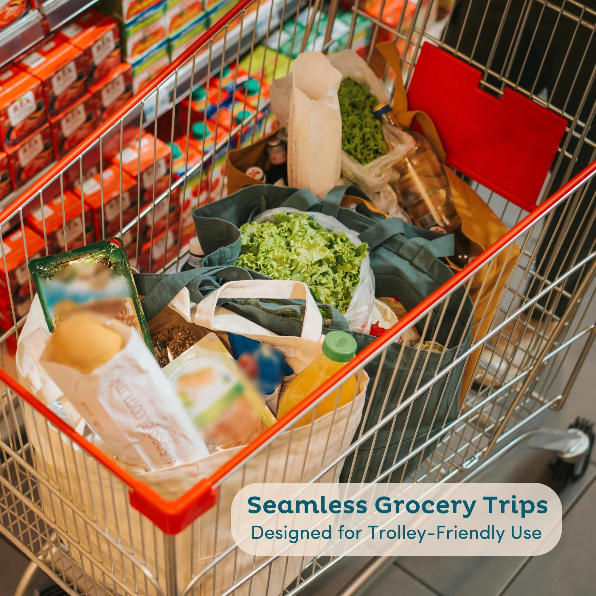 Premium Quality Grocery Bag Customised Sizes Sustainable Recycled Foldable 12oz Canvas Cotton Multi-Pocket Shopping Bag