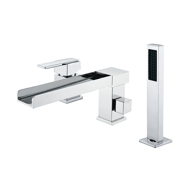 
Wholesale 3 hole bath tub faucet deck mounted hand shower head mixer taps for basin 