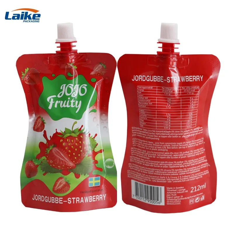 Custom Aluminium Juice Jelly Milk Yogurt Baby Food Plastic Packing Bag Stand Up Spout Pouch Doypack With Nozzle