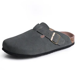 Factory Export Good Quality Cow Suede Clogs for Women with Arch Support Bio Cork Foot-bed