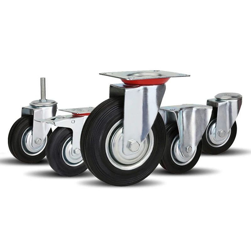 Heavy Duty Caster Wheels 8 Inch 10 Inch Rubber Caster Wheel Brake Swivel Industrial Caster Wheels