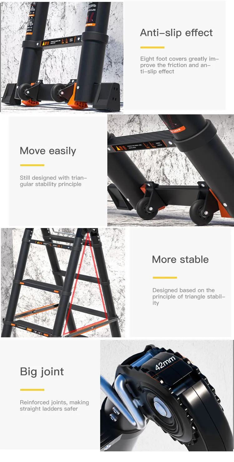 Portable Foldable Aluminium Telescopic Attic Step aluminium Extension Ladders