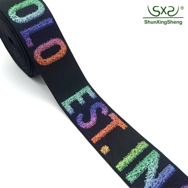 Colorful gradient English letter woven belt high-quality custom nylon printed elastic belt underwear belt