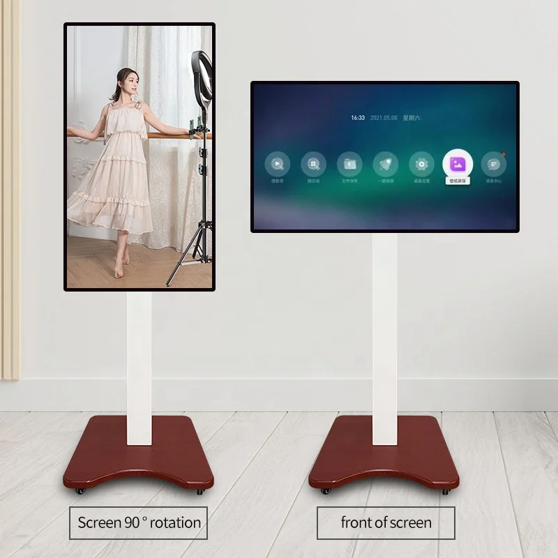 Versatile TV Stand Compact Steel Height Adjustable Mobile TV Mount Cart Live Broad Cast AV Shelf