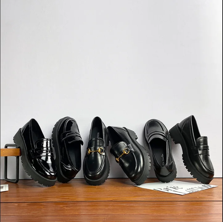 new design brand black color women british style comfortable platform latest fashion shoes