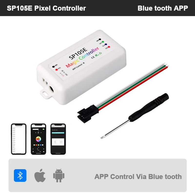 SP105E spi pixel chasing running water addressable rgbic led strip light app blue tooth controller 24v remote control