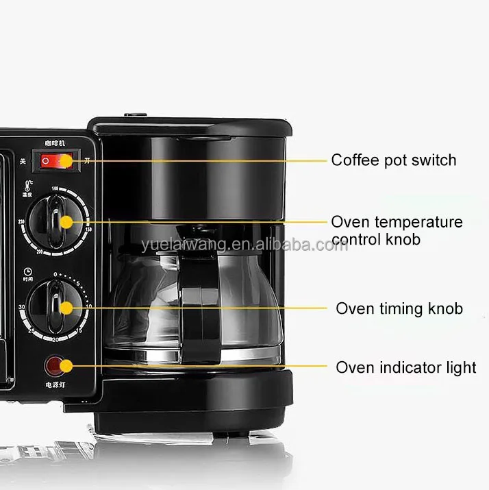 Factory direct sales In stock 3 in 1 breakfast station oven coffee maker household home 3in1 breakfast machine