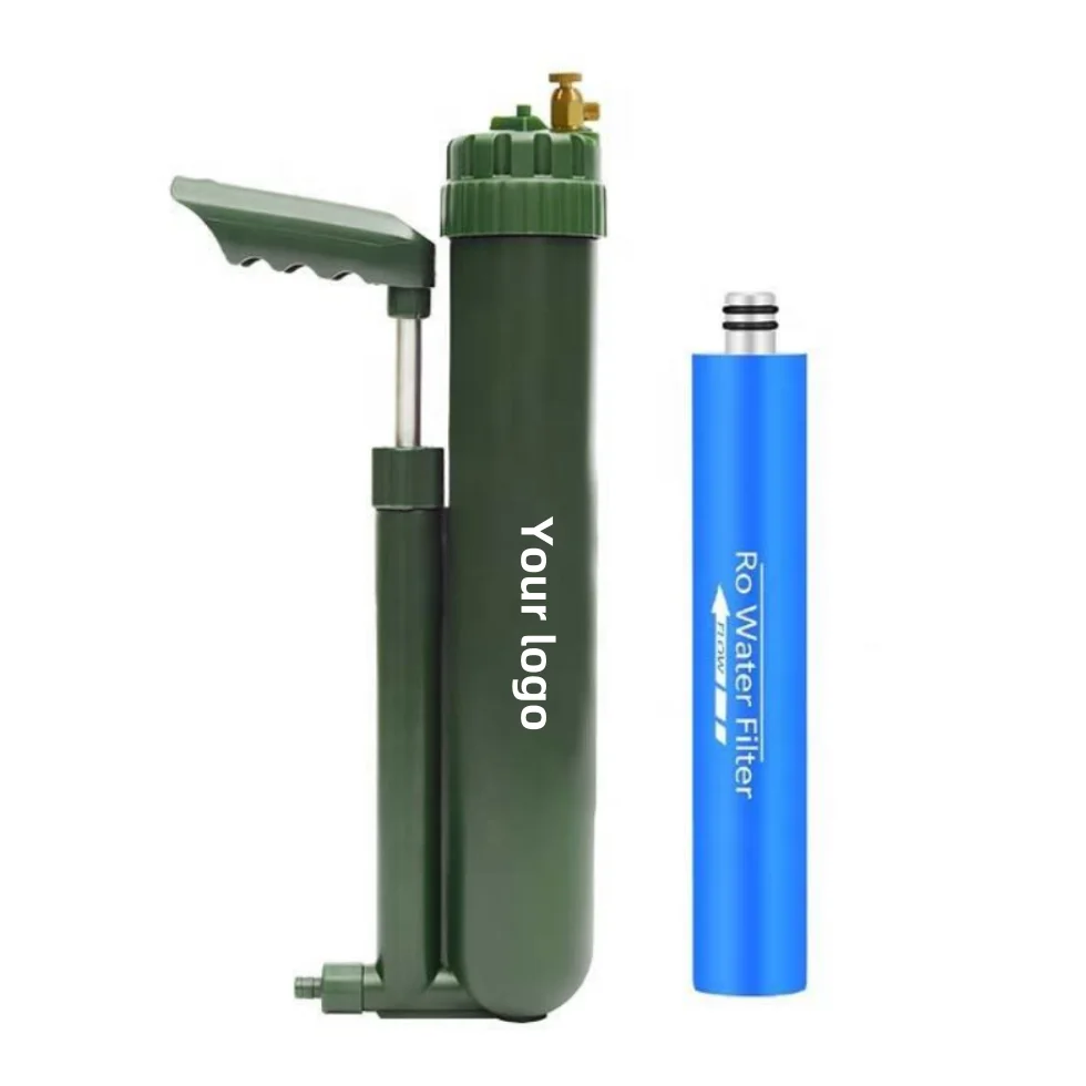Survival Outdoor Water Filter 0.0001 Micron Hand Press with R.O. and UF for Purification