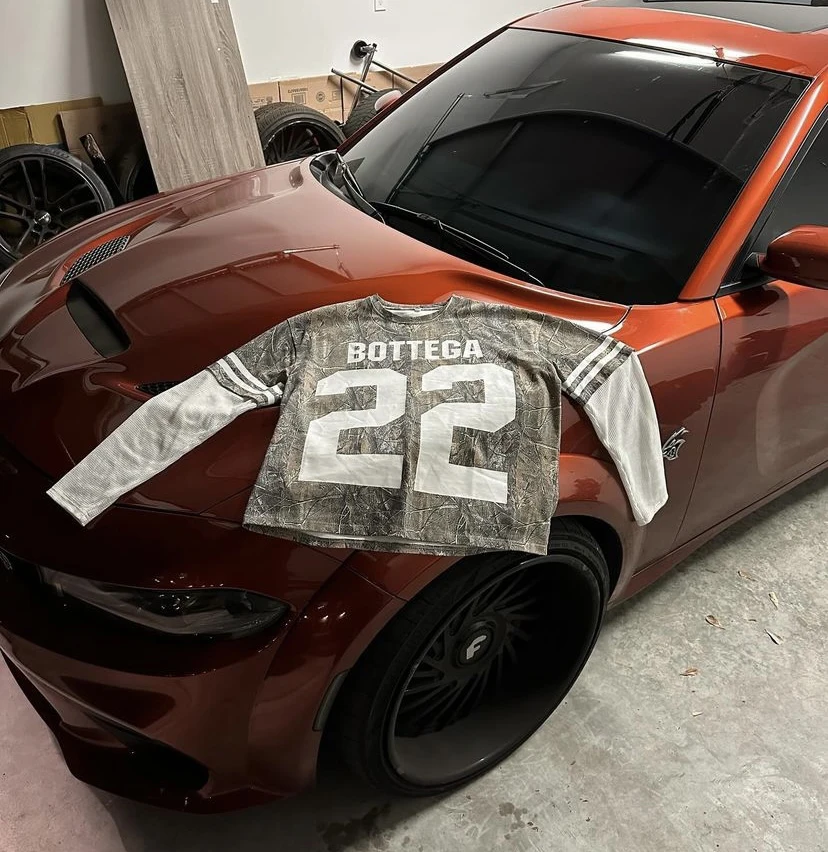 Custom Camo Jersey Oversized Fit T-Shirt Screen Print Double Layer Long Waffle Thermal Sleeves Top Cotton T Shirt For Men