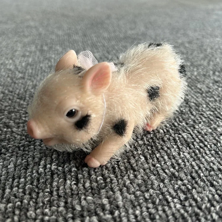 Cross border hot selling soft silicone pig simulation rebirth realistic office decompression toy pet bow silicone pig