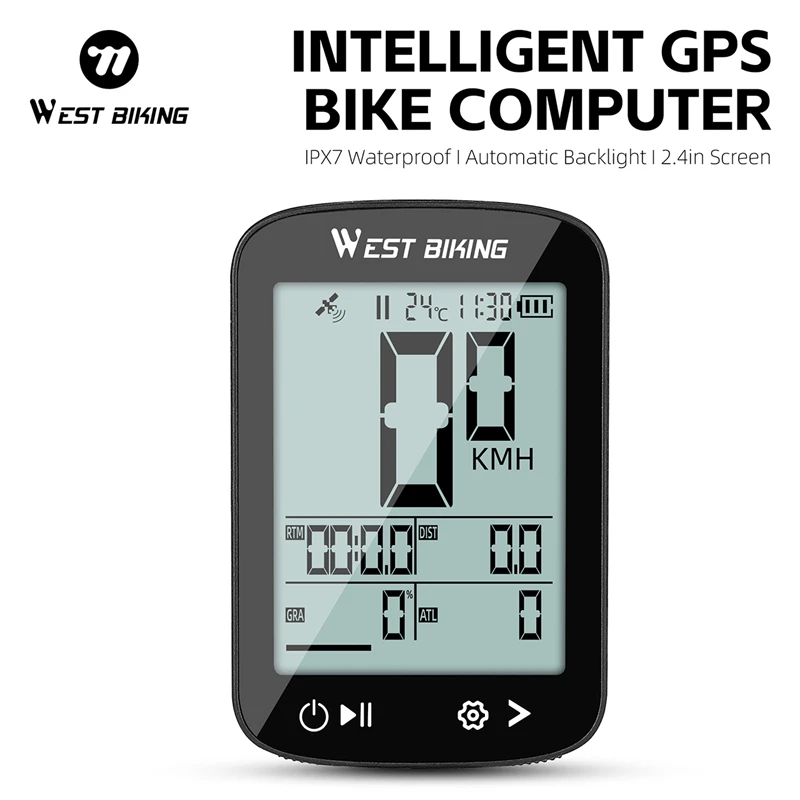 WEST BIKING Intelligent GPS Bike Computer IPX7 Waterproof Bicycle Computer 20 Hours Battery Life Cycling Computer Cycle