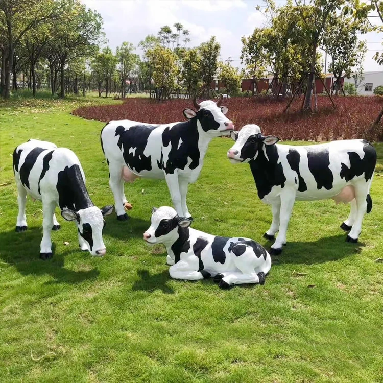 Large Fiberglass milk cow Statue Animal Resin Figures painting Sculpture bull sculpture outdoor dairy cattle decorative ornament