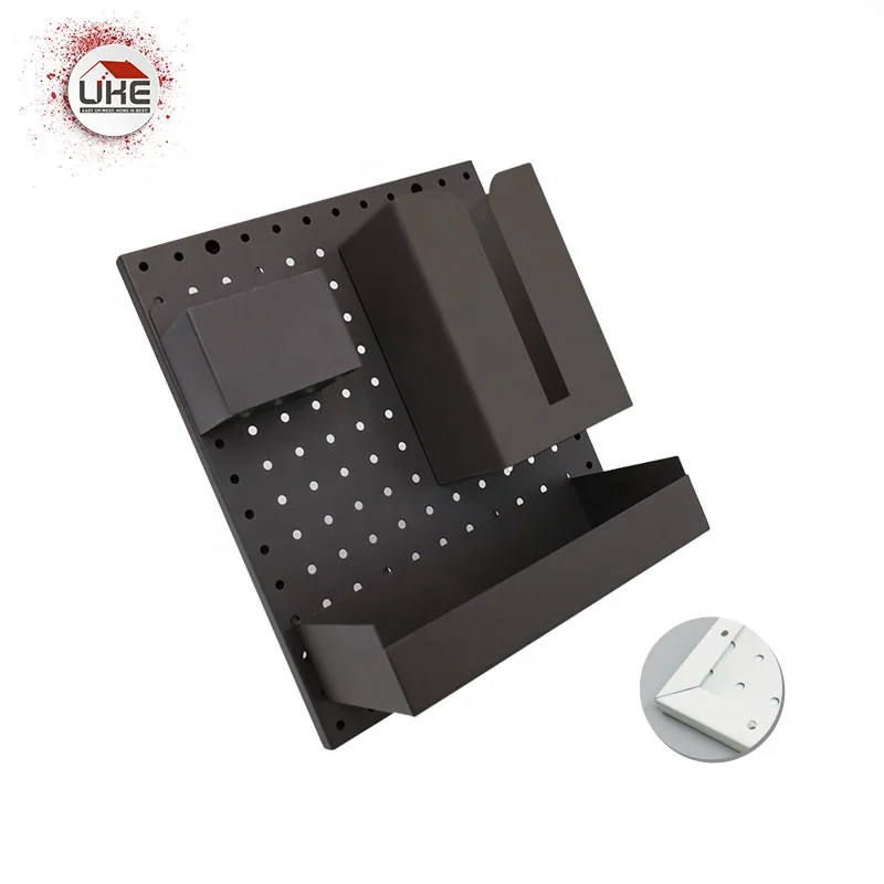 Custom Pegboard Combination Wall Mounted Paper Towel Holder Baskets And Hooks Storage Display Stand With Accessories