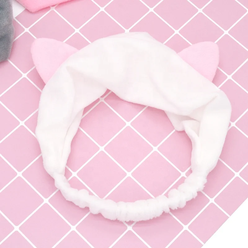 Cute Make Up Plush Cat Headband Soft Stretch Hair Accessories Wash Face Shower Cosmetic Cloth Headwrap for Fashion Adult