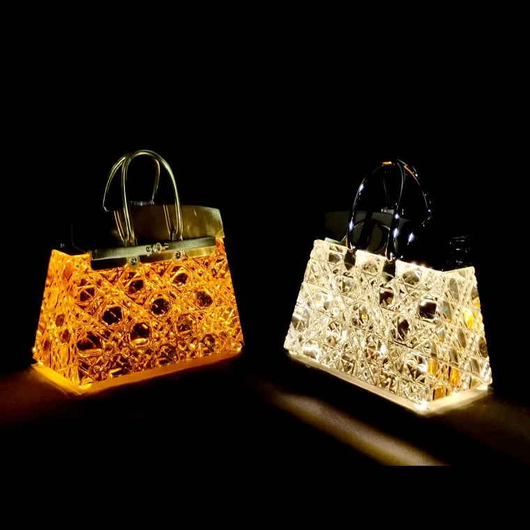 Modern Luxury Bedroom Portable charging mode Crystal  bag Table Lamp  decorative  for home villa hotel ornament