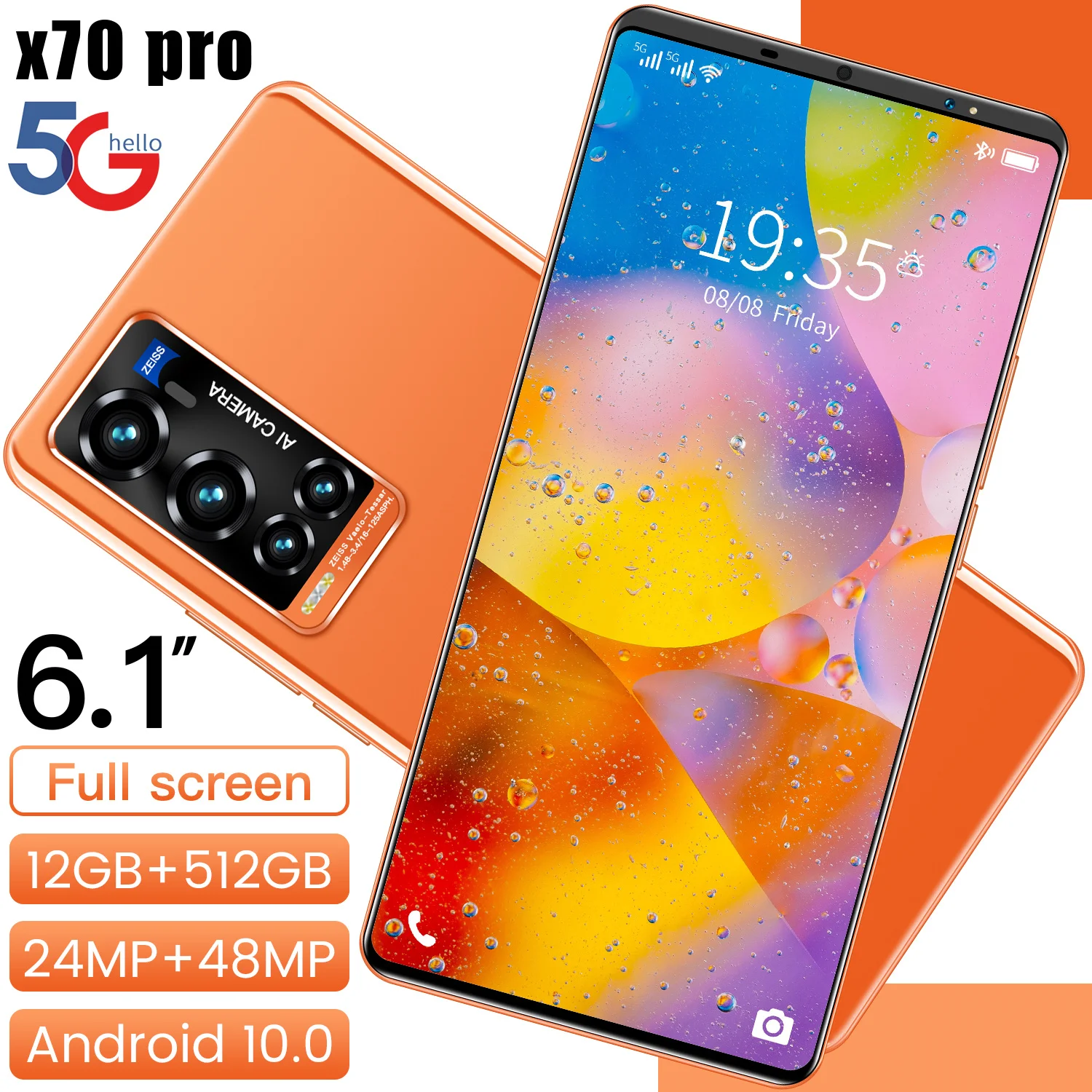 Оригинальные смартфоны X70 Pro, 12 Гб + 512 ГБ, HD экран, телефон 10 ядер, 4G 5G LET, сотовые телефоны с большой батареей, разблокированный телефон с двумя SIM-картами