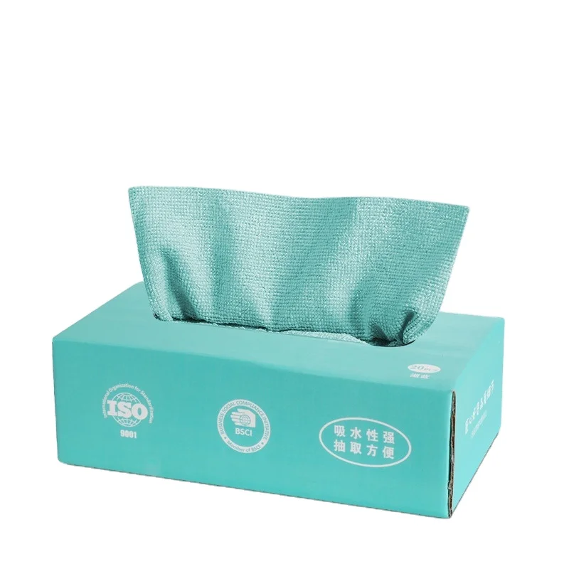 Lake Blue Color Microfiber Cleaning Cloth Non-stick Washing Rag Wiping Absorben  20 Pieces Kitchen Oil Washing Cleaning Cloth