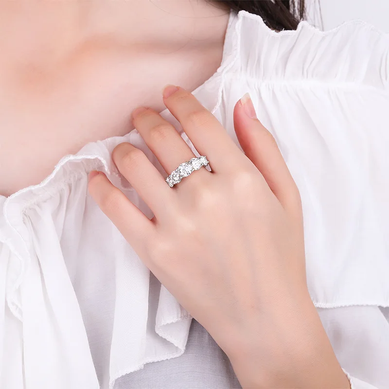 9 Fine Jewelry 3.6Ct D Moissanite Ring Temperament Luxury S925 Sterling Silver Five Stone High Carbon Diamond Ring For Women