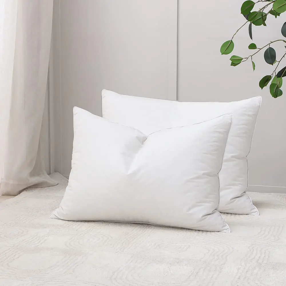 Luxury Hotel Home Comfortable Fluffy Wholesale pure cotton fabric goose feather pillow Sofa Sleep Bed Pillow