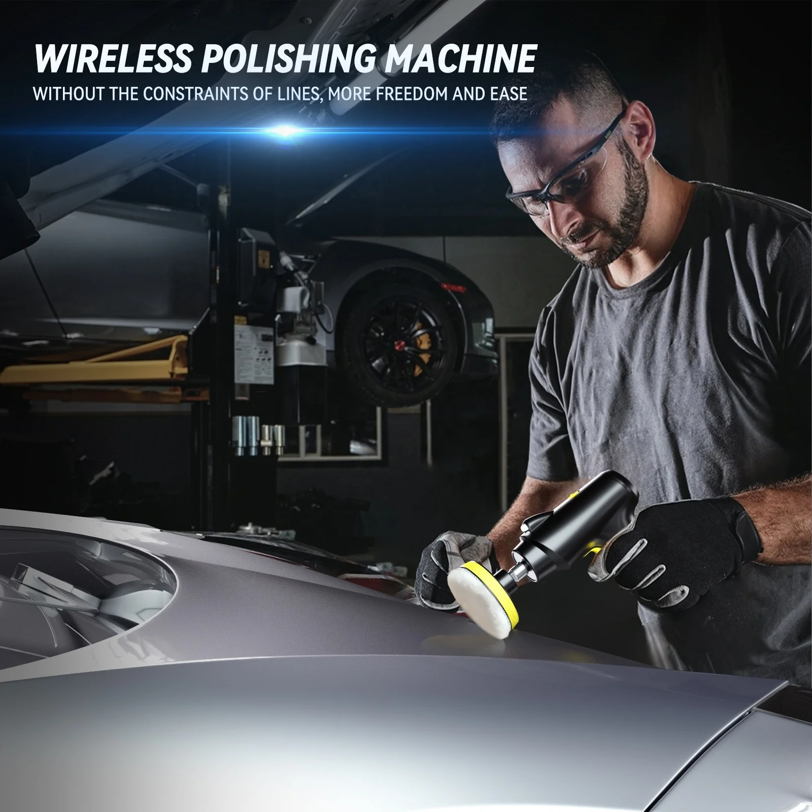 Electric Wireless Car Polishing Machine 2000rpm Adjustable Speed Auto Polisher Variable Speed Sander Buffing Waxing