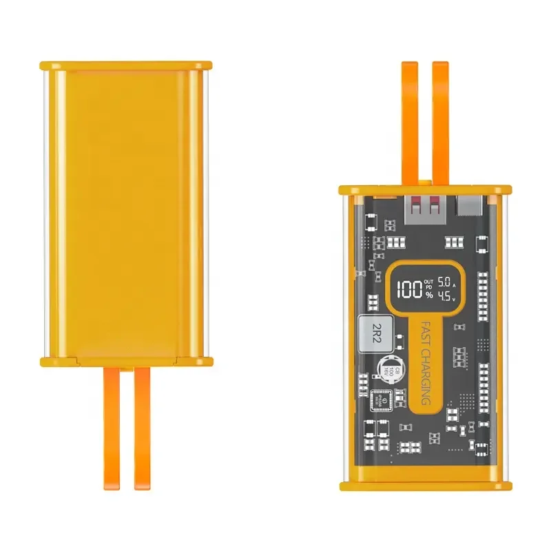 Transparent Portable laptop Powerbank 10000mah Type C Input & Output Mobile Phone Power Banks with LED Display for iphone