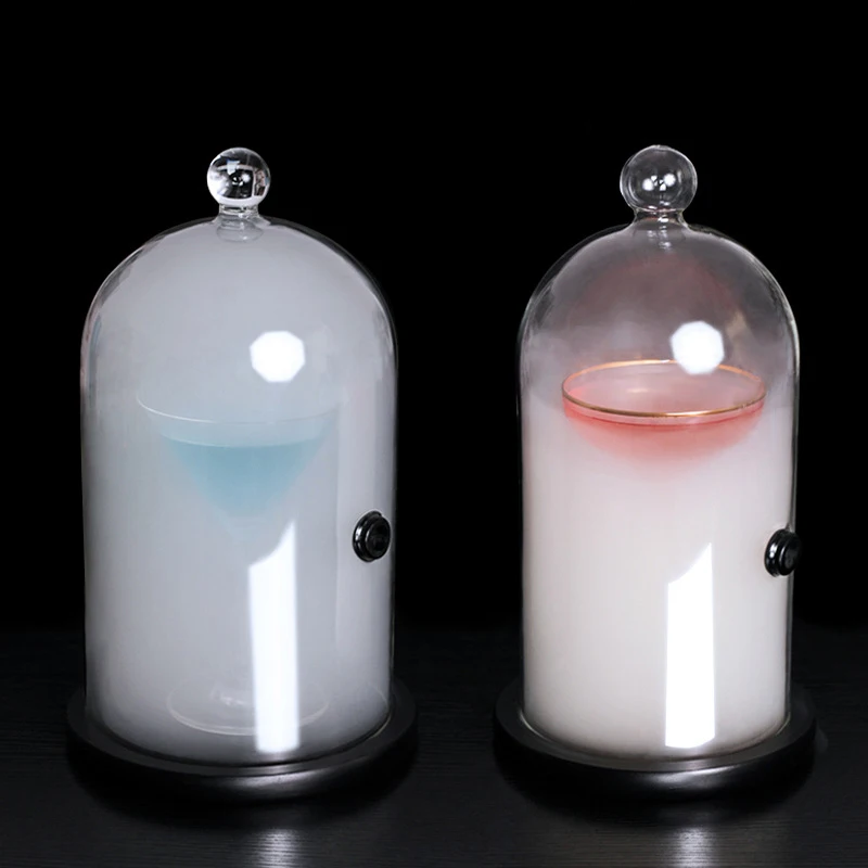 Smoking Cloche For Food Drinks With Wood Base Cocktails Smoke Infuser Glass Dome for Smoker Gun Clear dome cover
