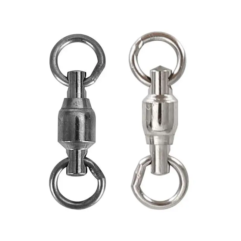 LETOYO Black Silver Bearing Fishing Swivel 5# Heavy Duty Premium Ball Bearing Swivel With Solid Ring Barrel Swivel Smooth 10/0