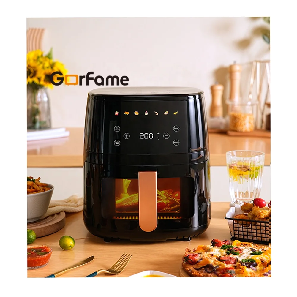 Digital Screen 4.5L Large Visible Window Fryer with 7 Colorful Preset Menus Electrical Air Fryer